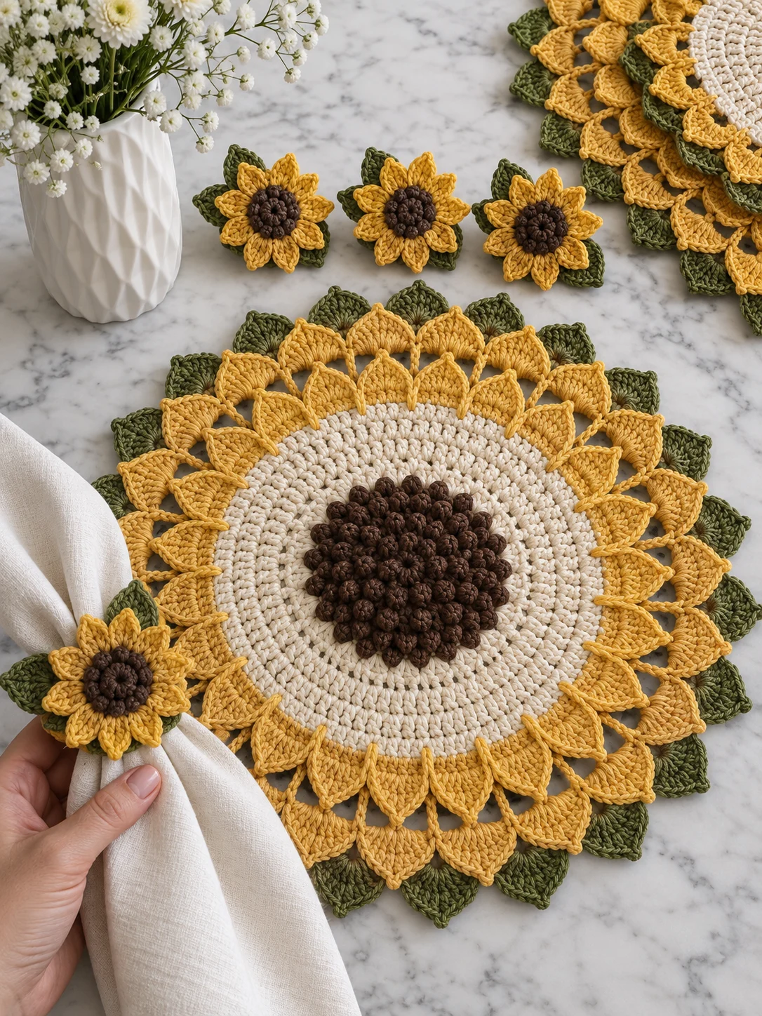 Sunflower Table Set Crochet Pattern