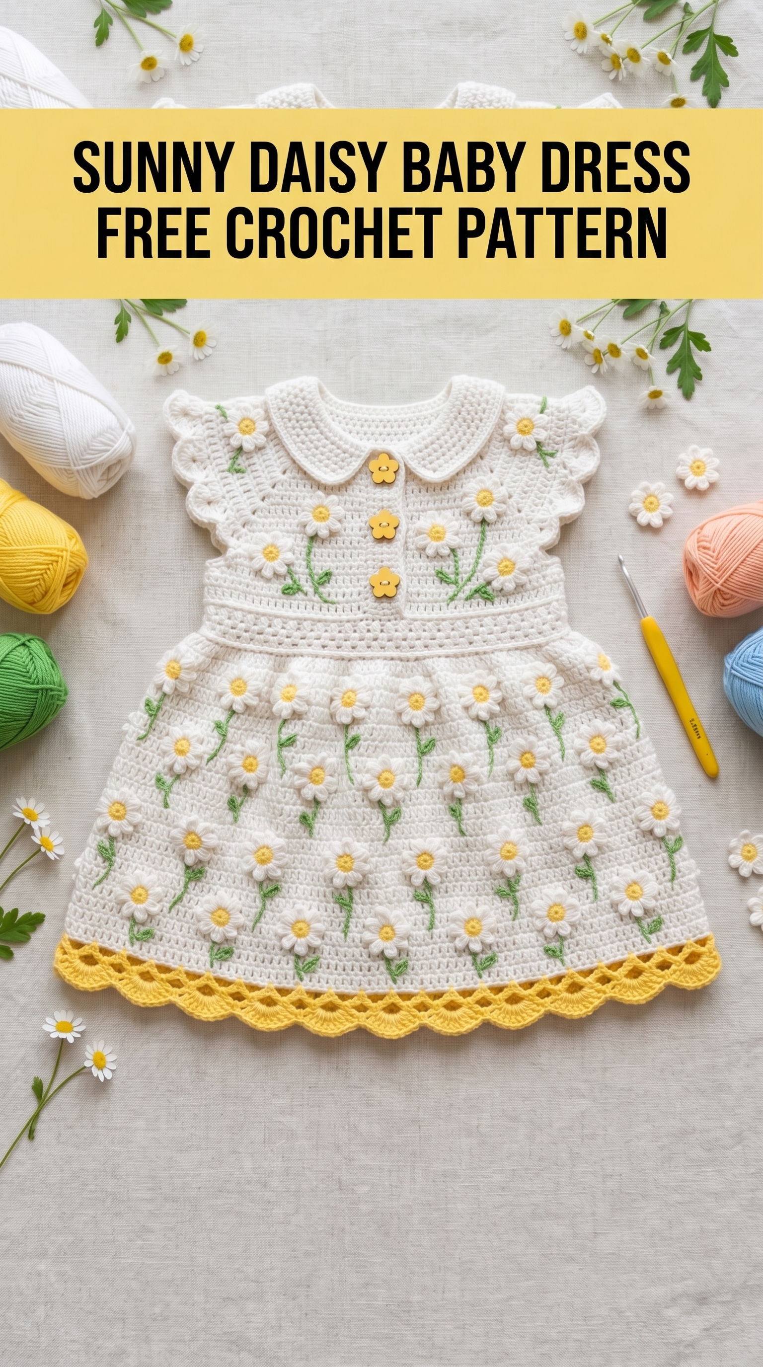 Sunny Daisy Baby Dress Free Crochet Pattern