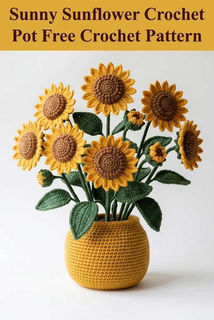 Sunny Sunflower Crochet Pot Free Crochet Pattern