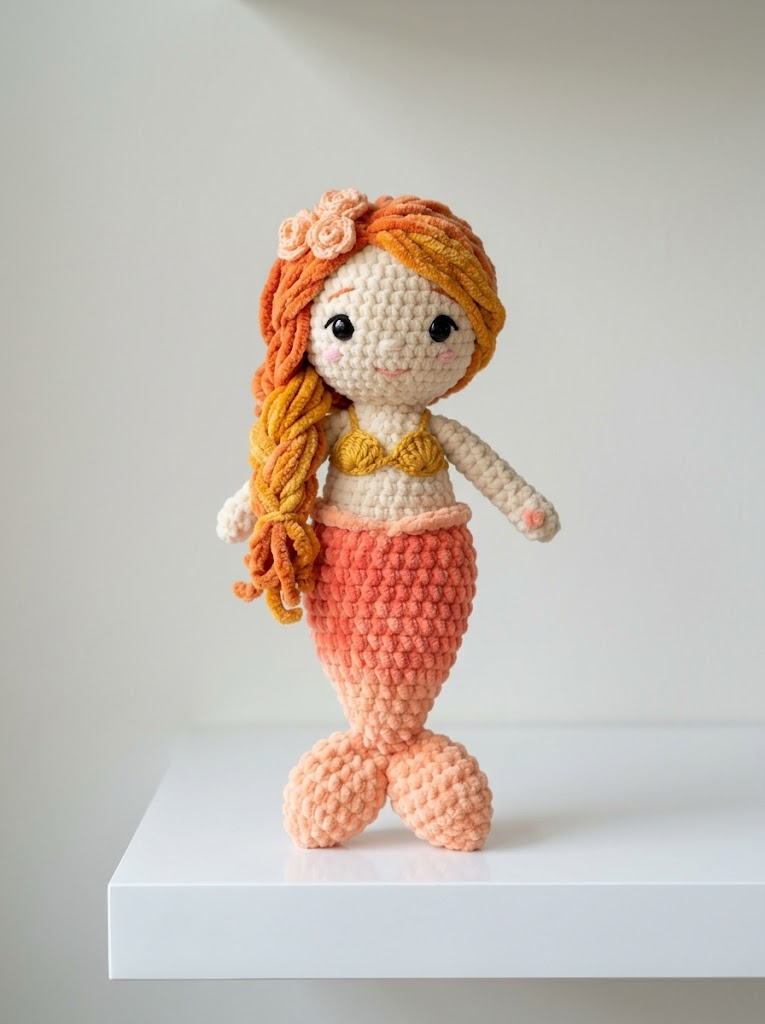Sunset Mermaid Amigurumi Doll Free Crochet Pattern
