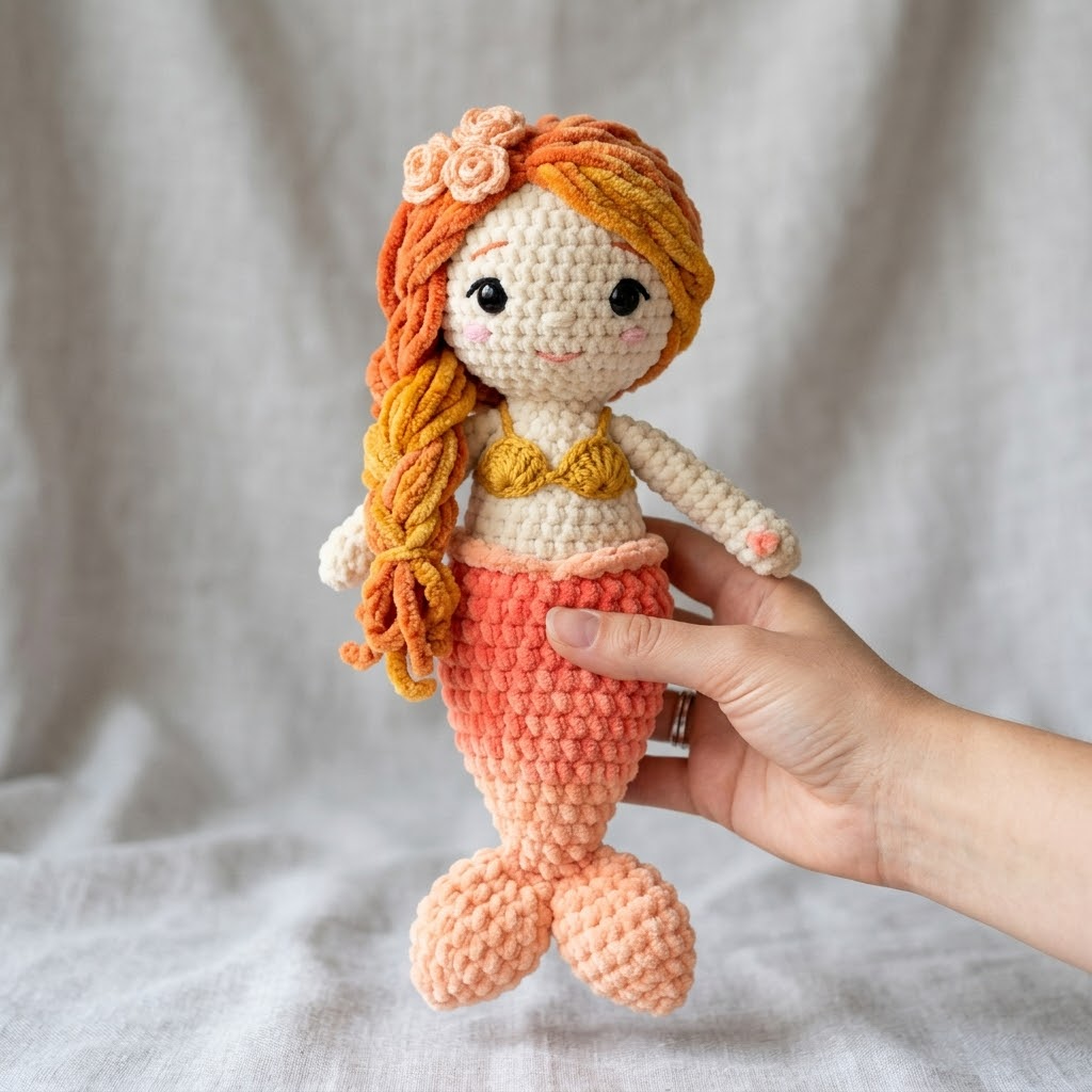 Sunset Mermaid Amigurumi Doll