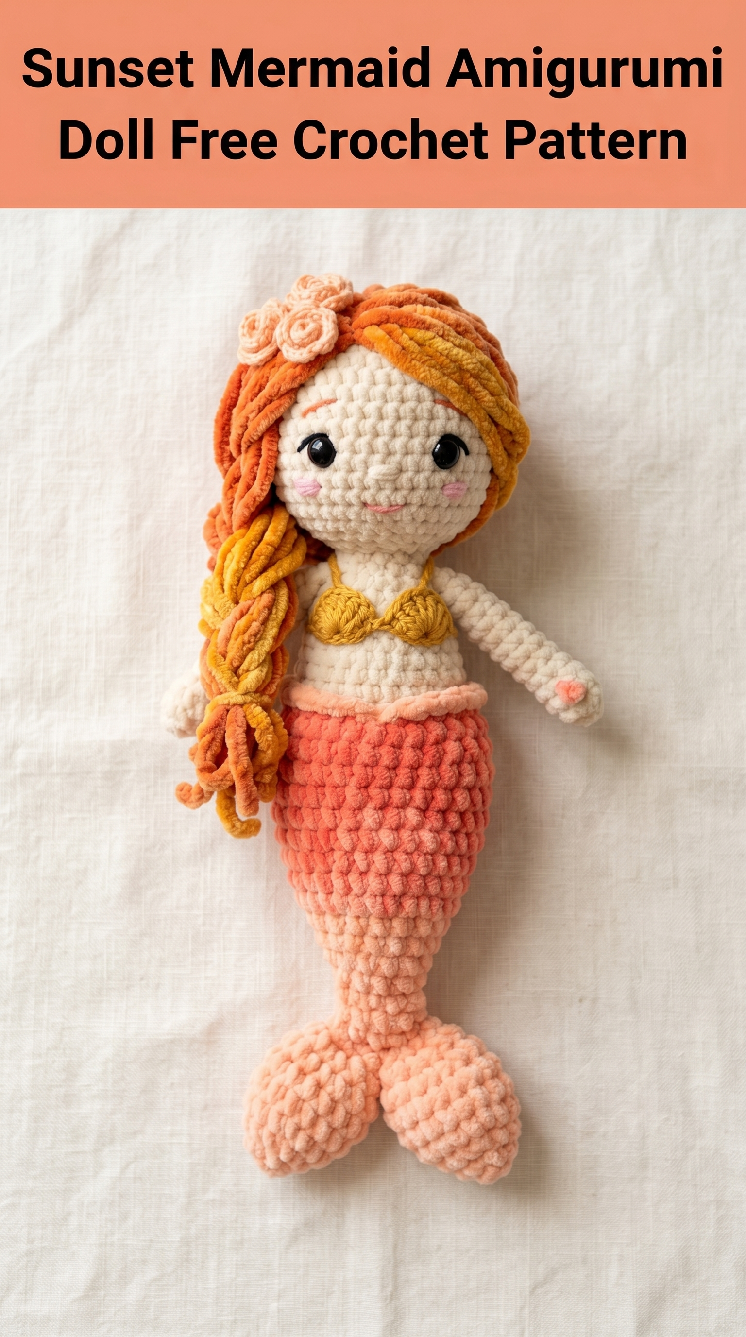 Sunset Mermaid Amigurumi Doll Free Crochet Pattern