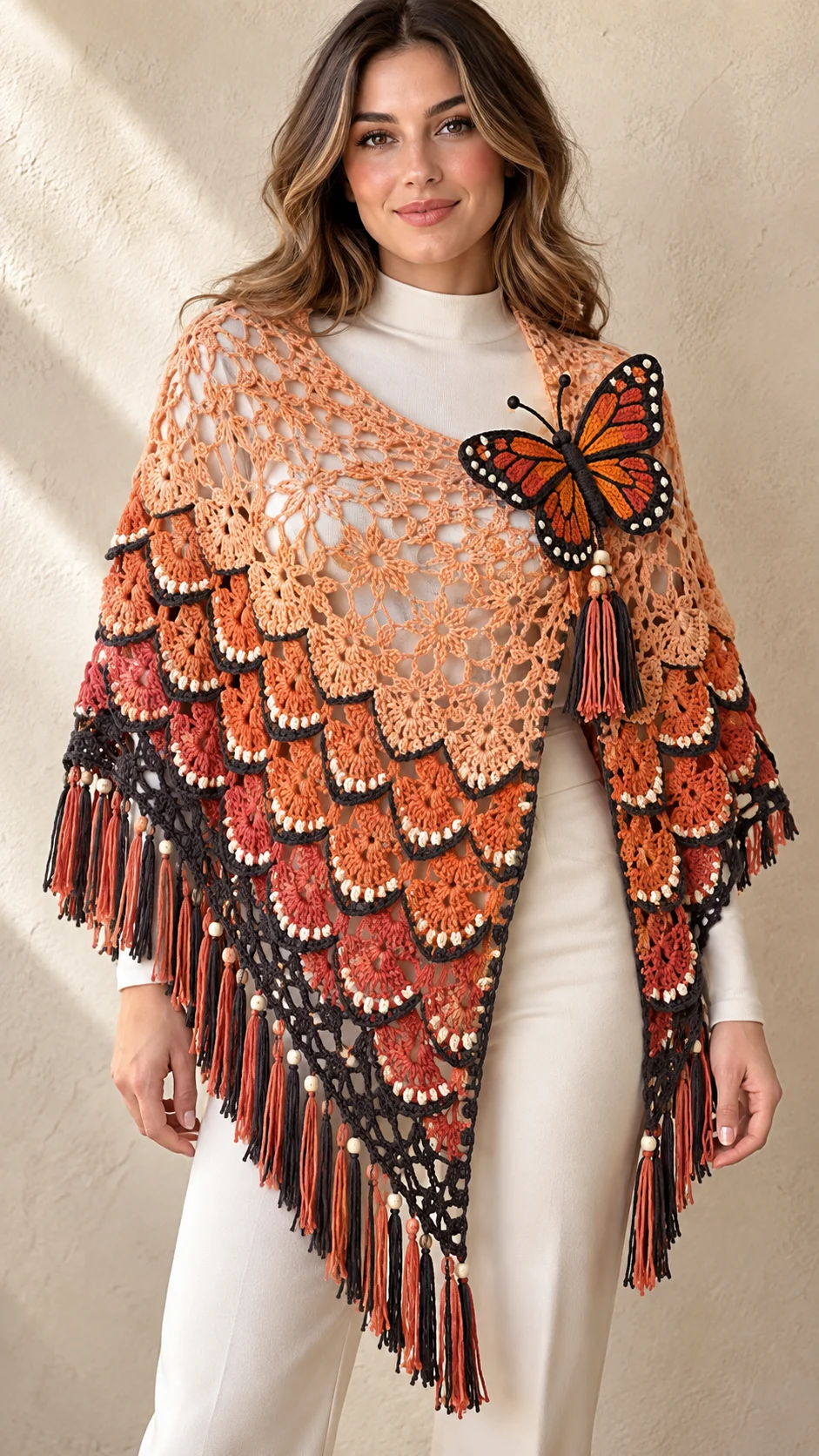 Sunset Monarch Shawl Crochet Pattern