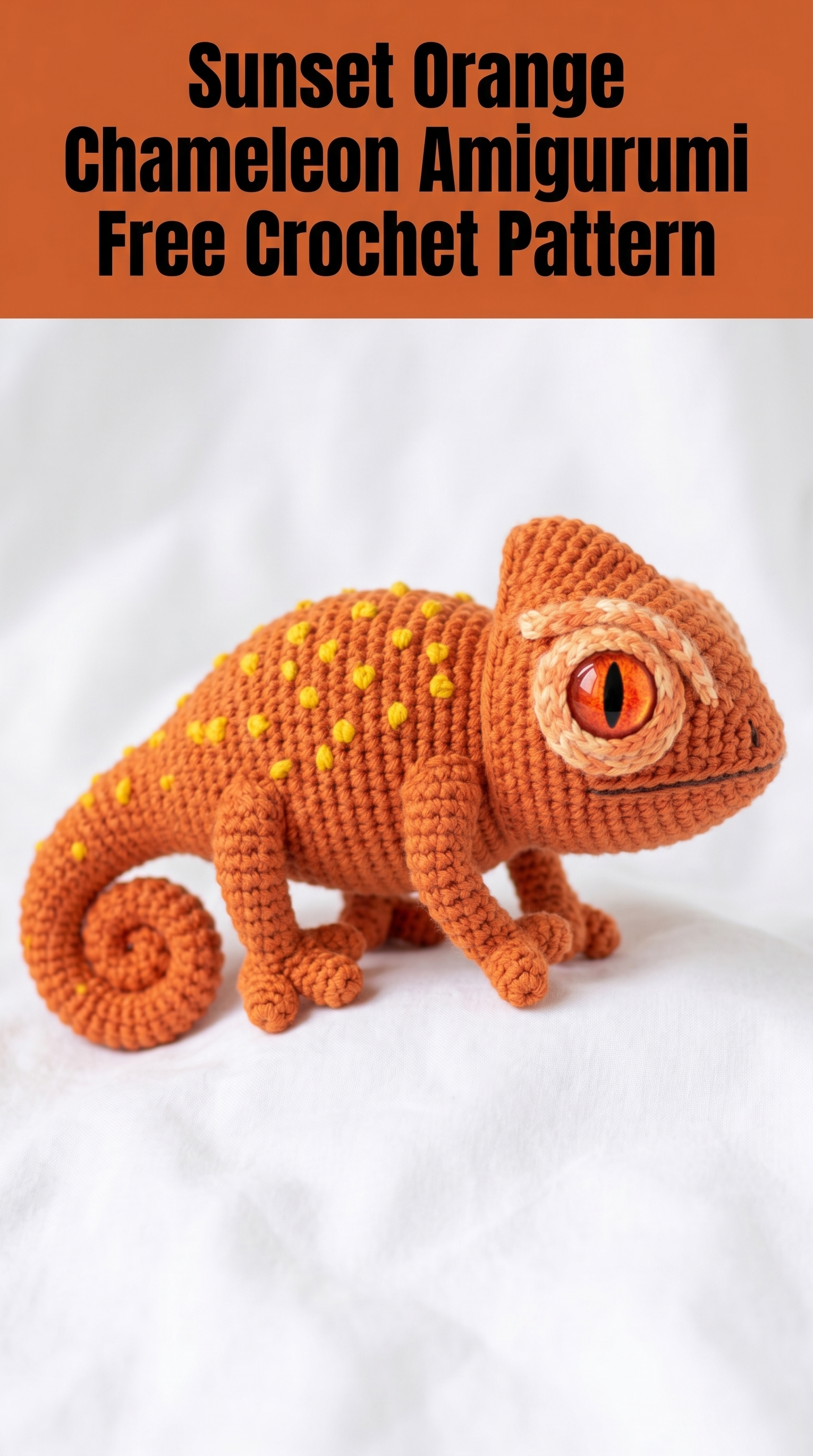 Sunset Orange Chameleon Amigurumi Free Crochet Pattern