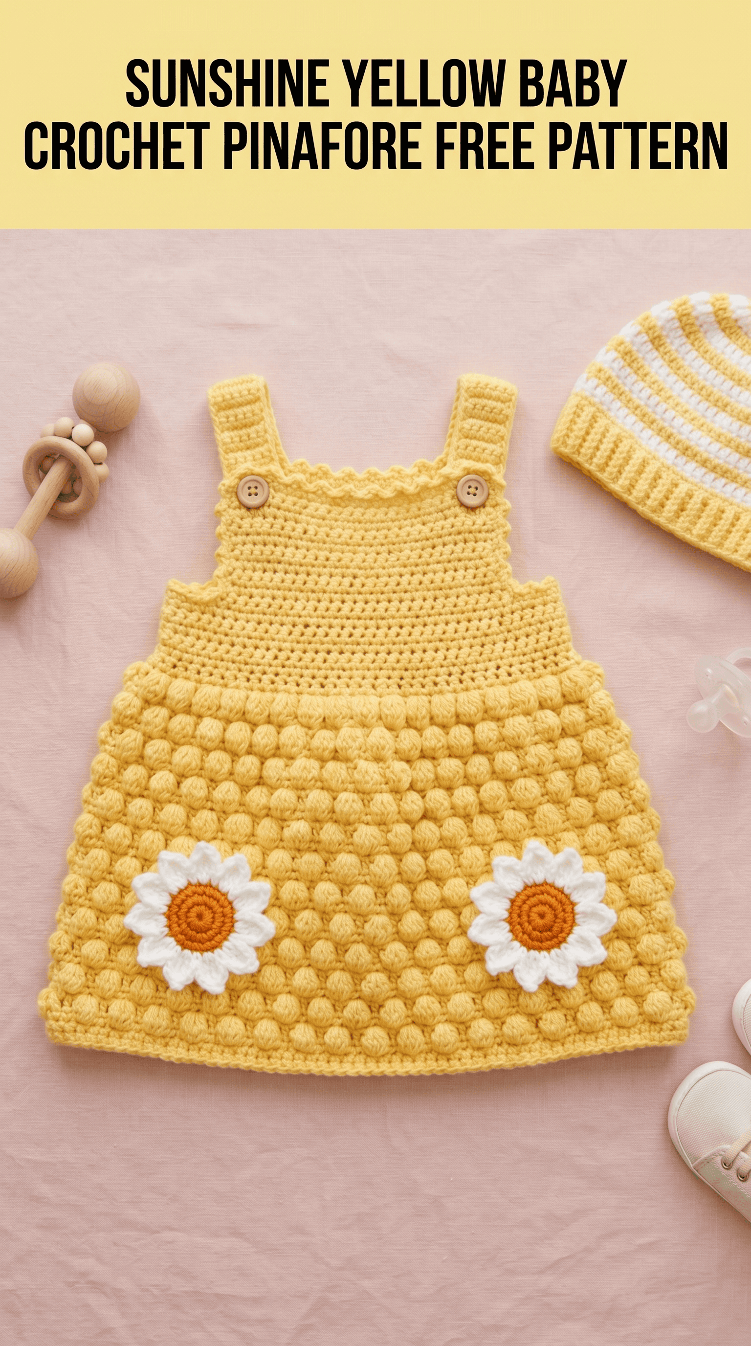 Sunshine Yellow Baby Crochet Pinafore Free Pattern
