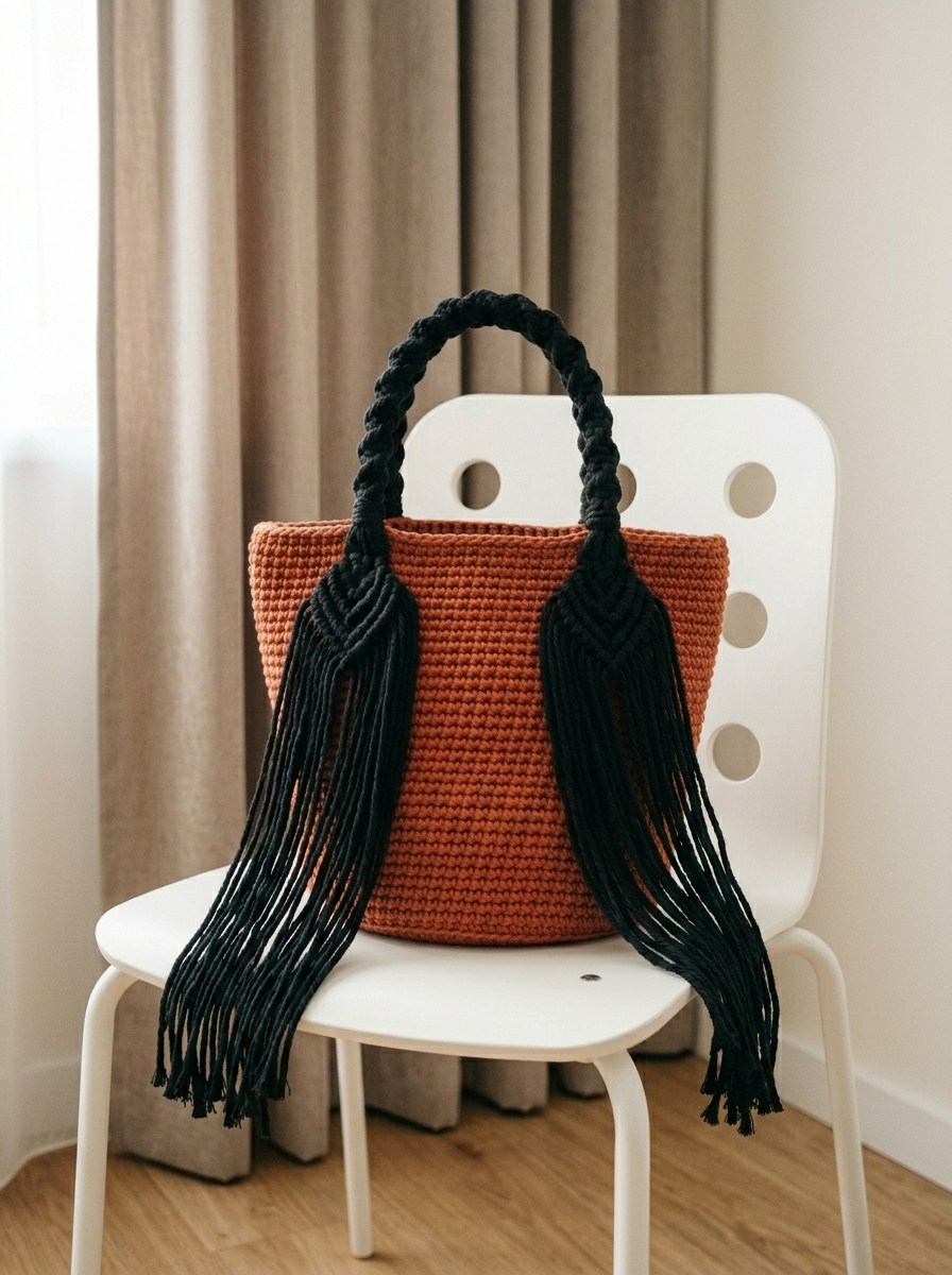 Terracotta Boho Basket Bag