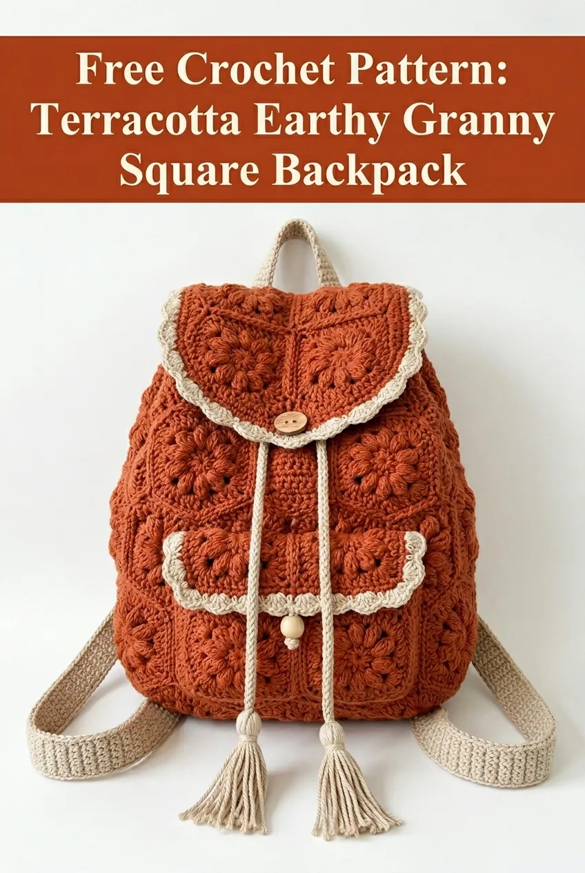 Terracotta Earthy Granny Square Backpack Crochet Pattern