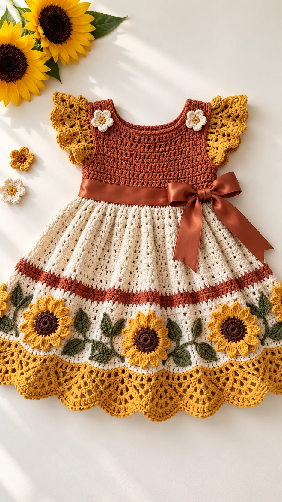 Terracotta Sunflower Dress Crochet Pattern