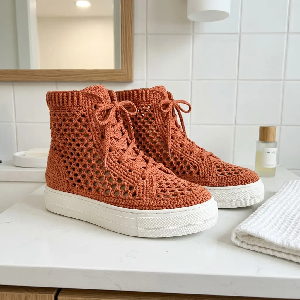 Terracotta Sunset Crochet Sneaker Boots Free Pattern