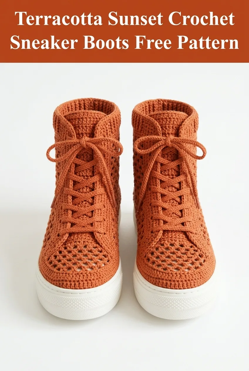 Terracotta Sunset Crochet Sneaker Boots Free Pattern