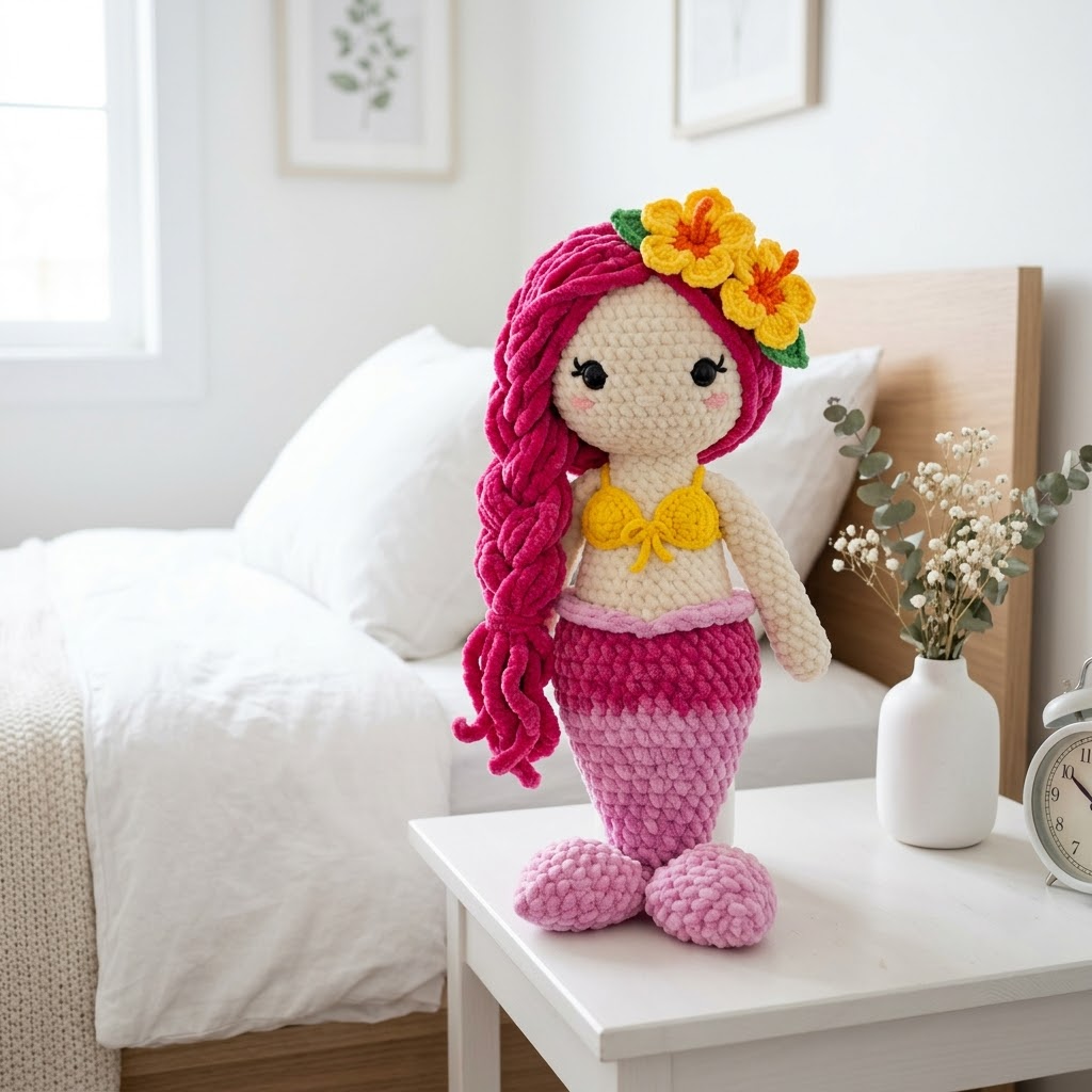 Tropical Hibiscus Mermaid Amigurumi Free Crochet Pattern