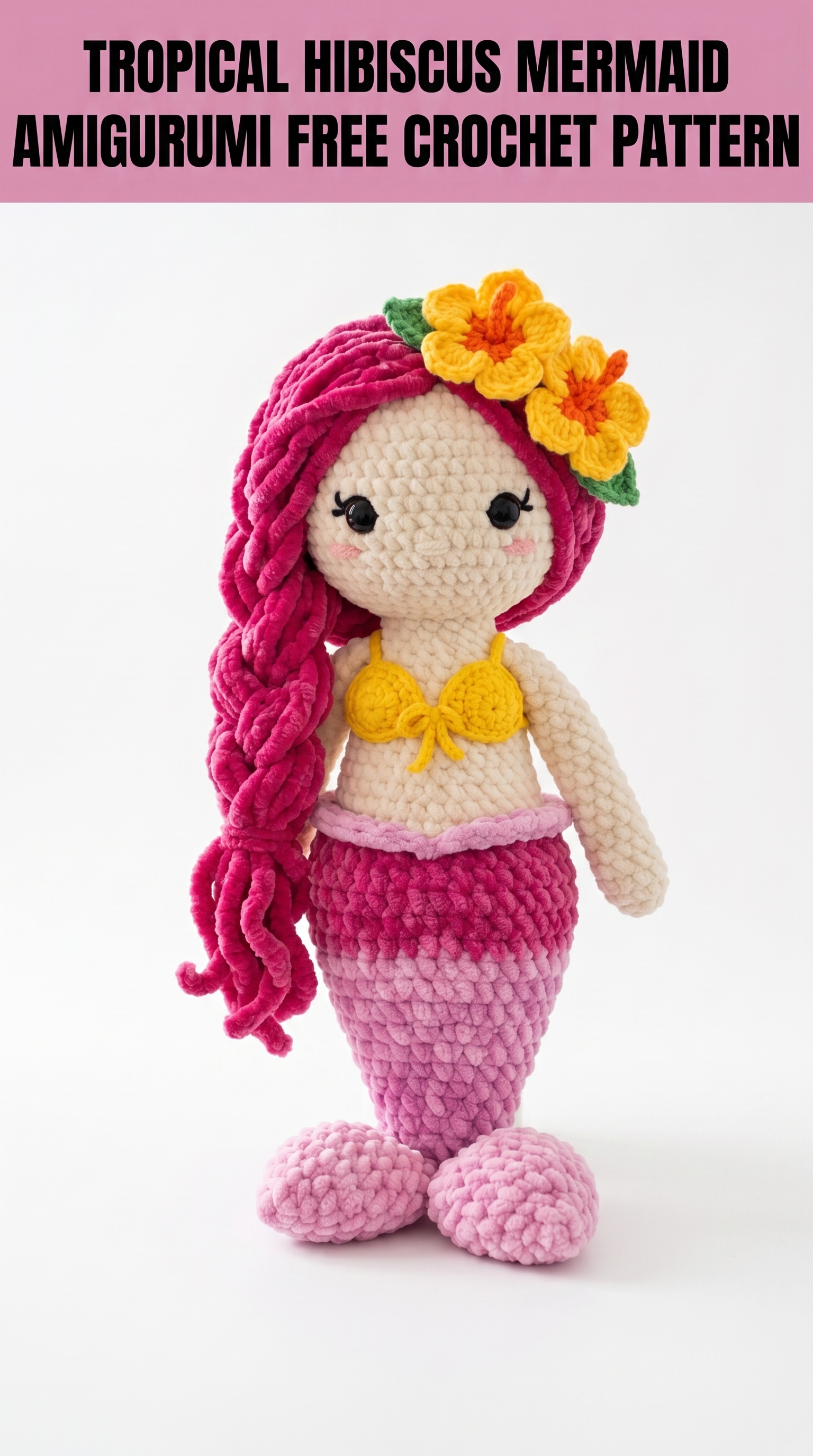 Tropical Hibiscus Mermaid Amigurumi Free Crochet Pattern